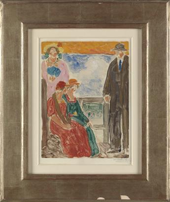 ABRAHAM WALKOWITZ Three Women and a Man by the Ocean.